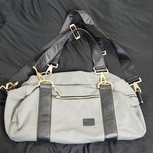 Nike Leather Black and Gray Duffel Bag
